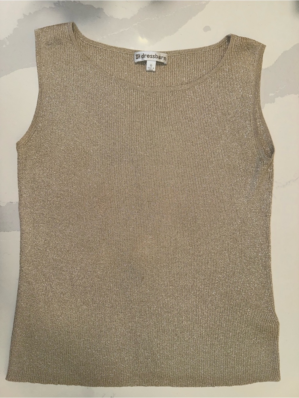 dressbarn Shimmery Gold Knit Tank Top